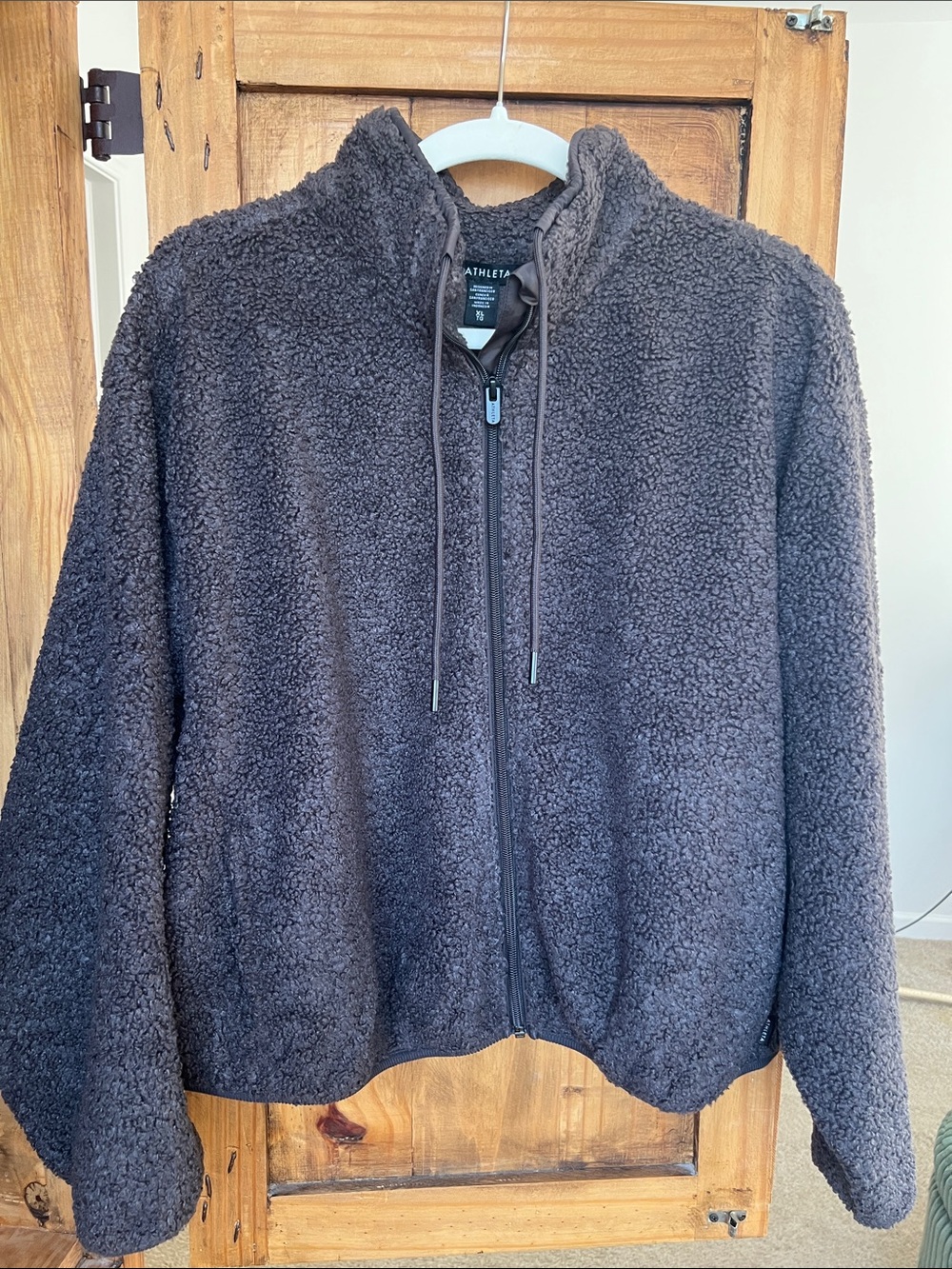 Athleta In The Clouds Brown Teddy Sherpa Zip Jacket XL